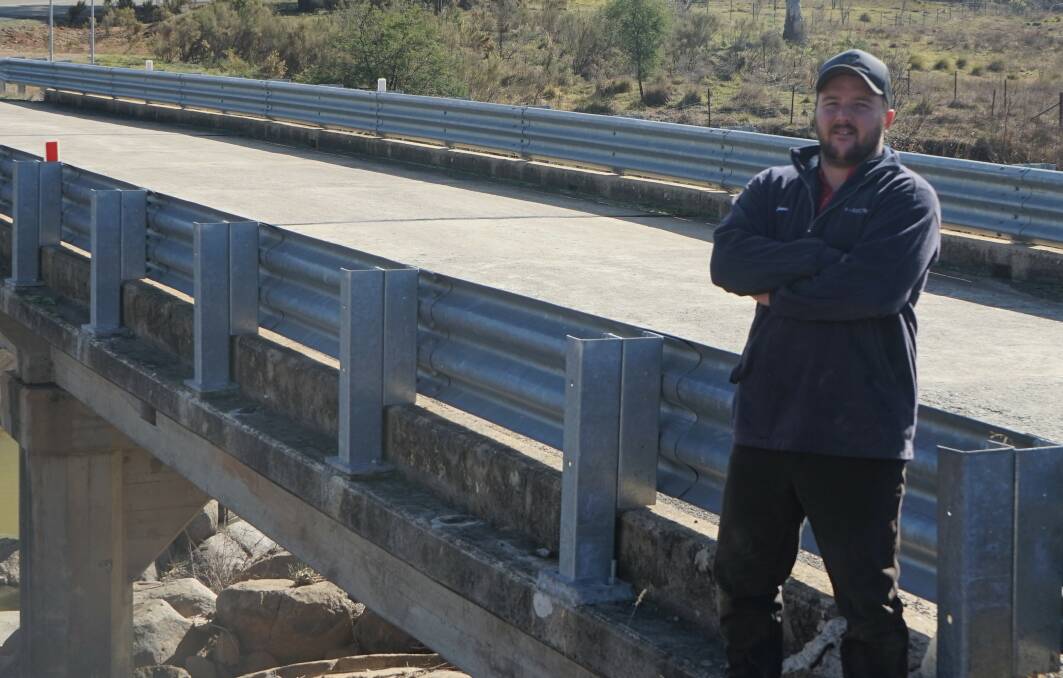 Scott Kensit at Old Man Gunyah bridge where load limits have been reduced to 7t for a single axel vehicle. Mr Kensit said the load limits will affect which markets he can send stock to. 