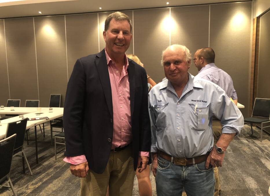 Future Drought Fund consultative committee chairman, Brent Finlay, with Marrar farmer, Bob McCormack. Mr McCormack said more farmers needed to attend the consultations and be heard. 