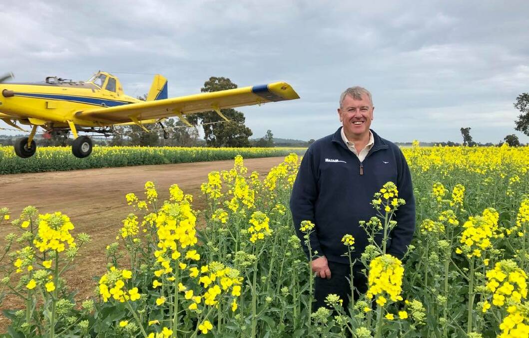 Stephen Death of Hazair, Albury said it has been their busiest year since 2016, farmers happy to invest in aerial spraying with a bumper harvest expected. 