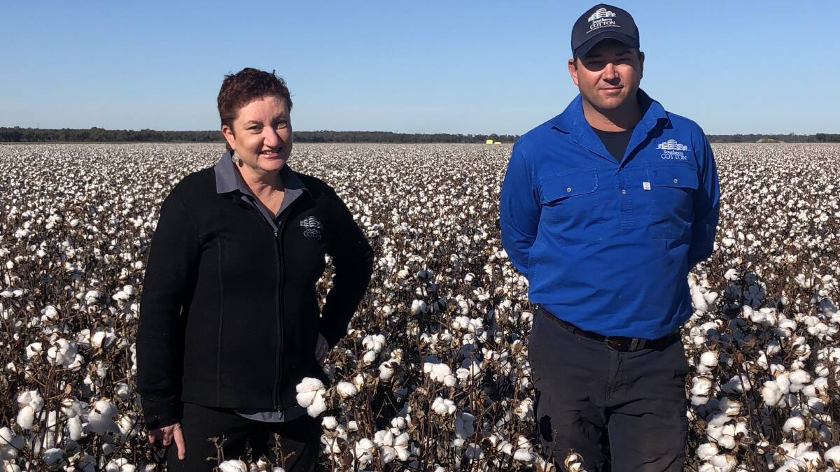 Southern Cotton's Kate O'Callaghan and Paul Flewitt. Southern Cotton expects to process 80,000 bales from across the Murrumbidgee valley this season. 