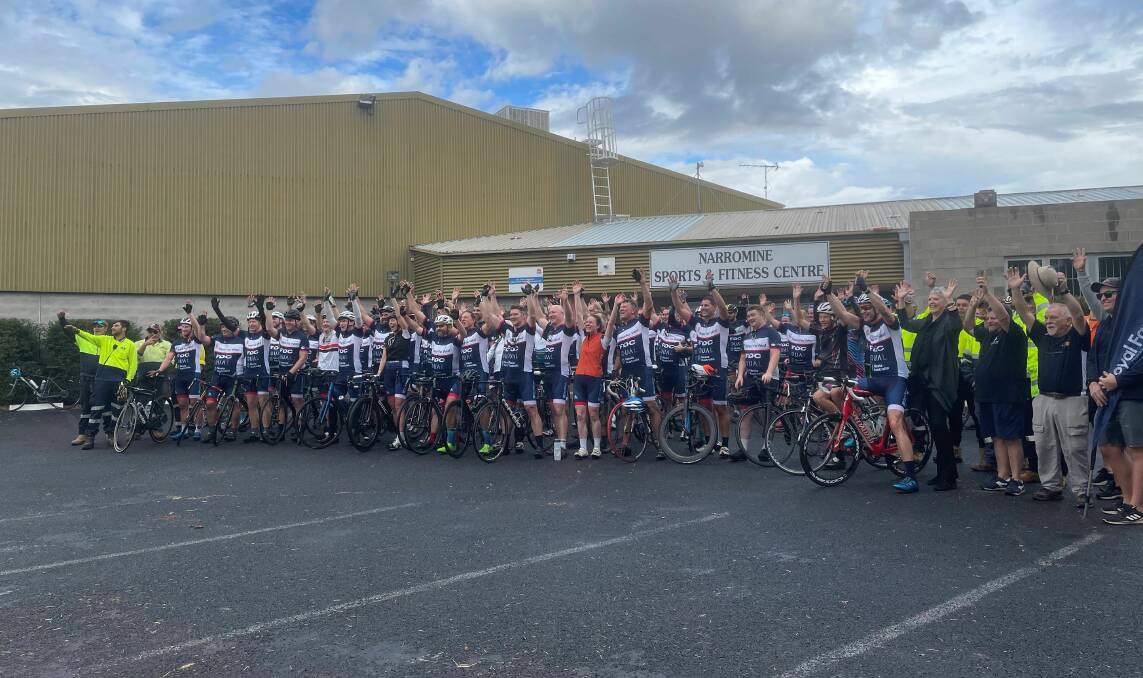 The Ride for Country Kids 2021 stopped in at Narromine on their ride from Dubbo to Cobar, raising money for Royal Far West. Photo: Royal Far West