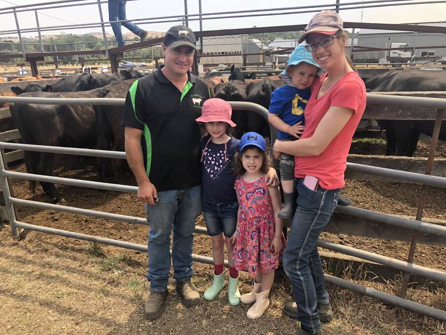 The Lopiccolo's of Tatura via Shepparton, Vic travelled all the way to Braidwood to purchase cows. Pictured John, Bianca, 7, Olivia, 4, Frank, 2 and Alicia. 