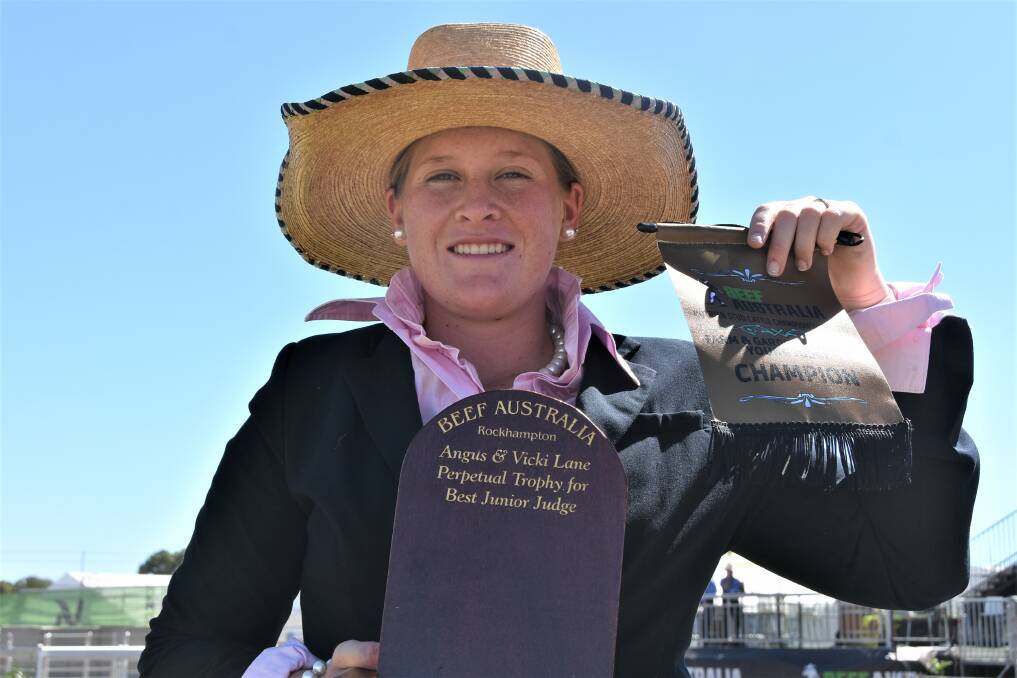 CHAMPION: Maddison Rose, Danami Brahmans, Ridgelands, was crowned overall junior judge champion at Beef 2021 on Friday, after placing first in the 16-17 years age group competition. Picture: Ben Harden