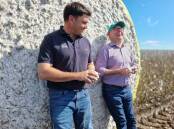 Emerald cotton grower, Ross Burnett, with the new Agriculture Minister Murray Watt, during his surprise visit to the farming region on Thursday. Picture: AgForce