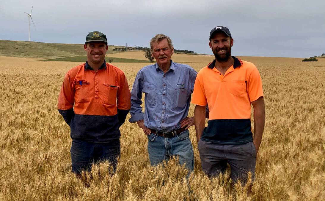 South Australian farmers Simon and Nick McCormack with Mick Coleman from Hannaford.
