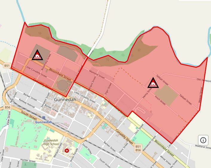 The areas affected by the evacuation order. Picture by NSW SES