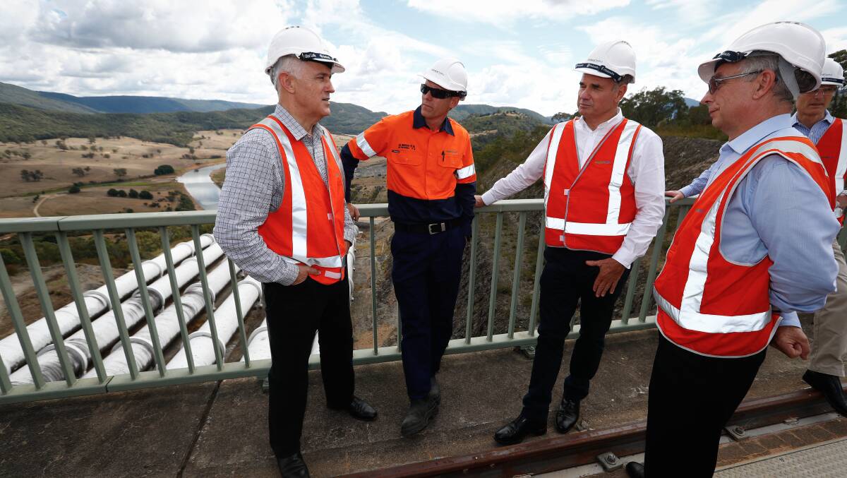 Malcolm Turnbull at Talbingo Dam announces the new Snowy project to help ease Australia's energy crisis.