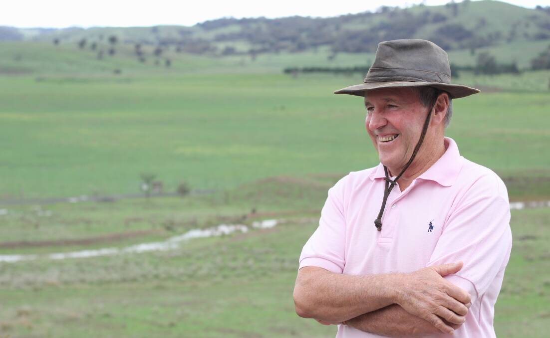 Bathurst district sheep farmer Jerome Carberry was smiling again after more than 60mm of rain fell in the area on Wednesday, following on from 50mm in early March, that has helped get oats crops up and running. Photo by Bradley Jurd/ Western Advocate.