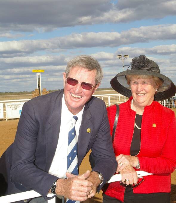 Don and Tess Le Lievre at their beloved Louth races. The couple turned the races into an outback success with a strong committee. Photo by Virginia Harvey.