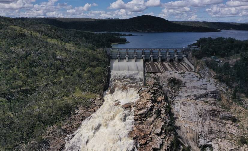 Copeton Dam east of Bingara spills for the first time in nine years. Photo courtesy of WaterNSW.