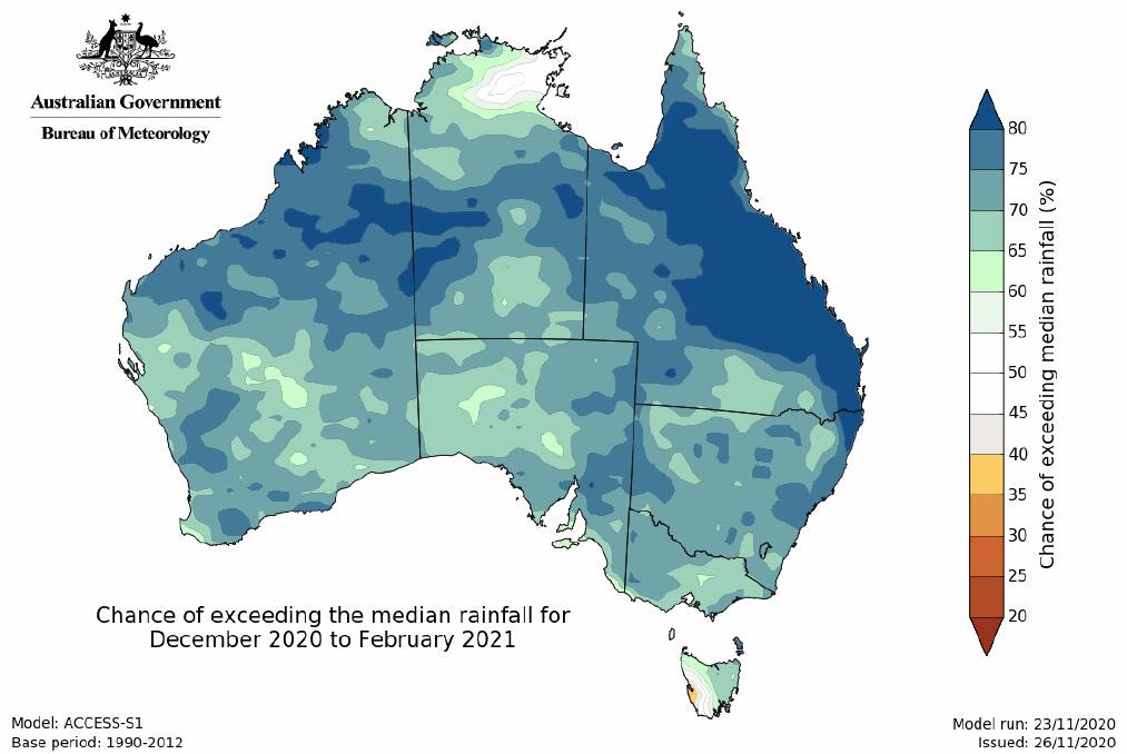 It's a very wet outlook for most of Australia over the summer period, according to the BOM summer climate outlook.
