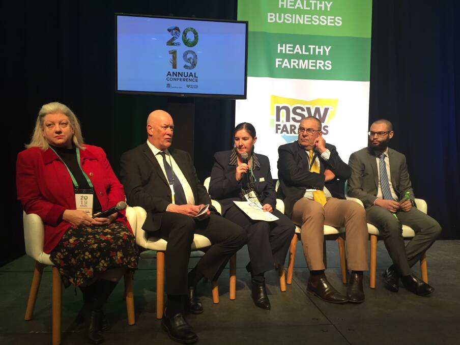 Water panel: Jane MacAllister, Murray Darling Association, Levy Schneider, managing director Netafim, Dr Peta Derham, MDBA ag executive director, Jock Laurie, Land and Water Commissioner, and Kai Wakerman Powell, consultant, Aither. 