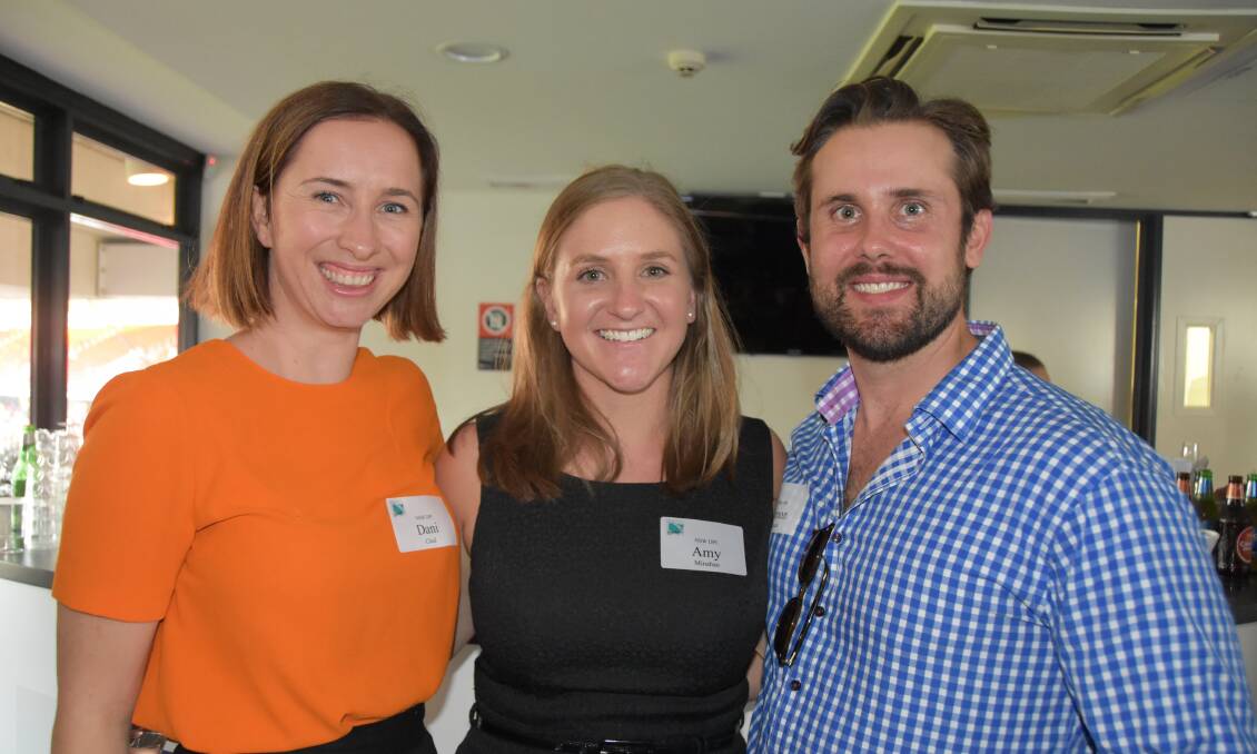 The DPI's Dani Cleal, Amy Minahan and Simon Vincent were enjoying the Agribuzz get-together and a good view of the entertainment at The Royal Easter Show on Wednesday night.