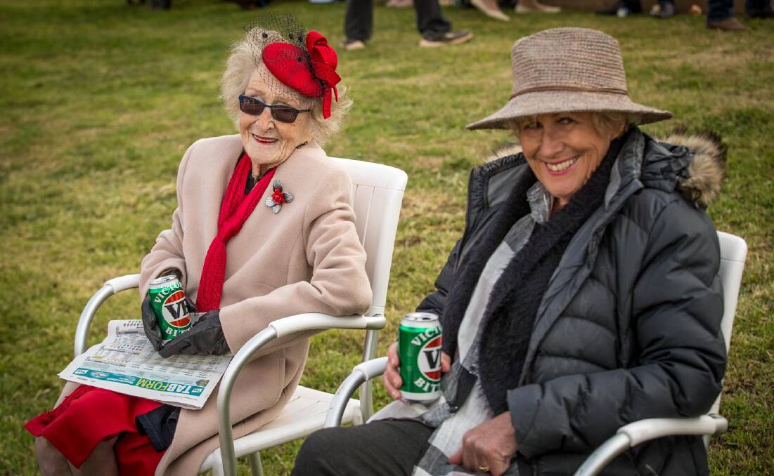 Enjoying her favourite VB at Cobar races last year with the ABC's Heather Ewart who interviewed Lilliane as part of the Back Roads program on Cobar.