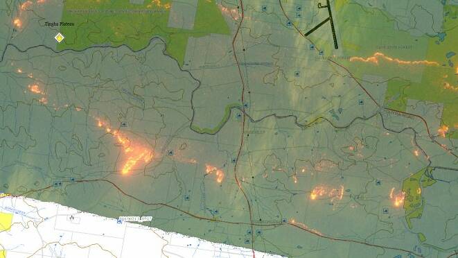 RFS map showing where fire is burning as of this morning Wednesday.