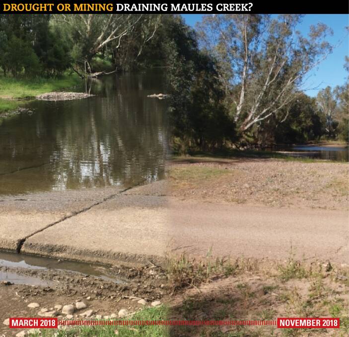 Elfin Crossing on Maules Creek is described as an ephemeral stream, but landholders see the fall in the creek as alarming despite the drought.