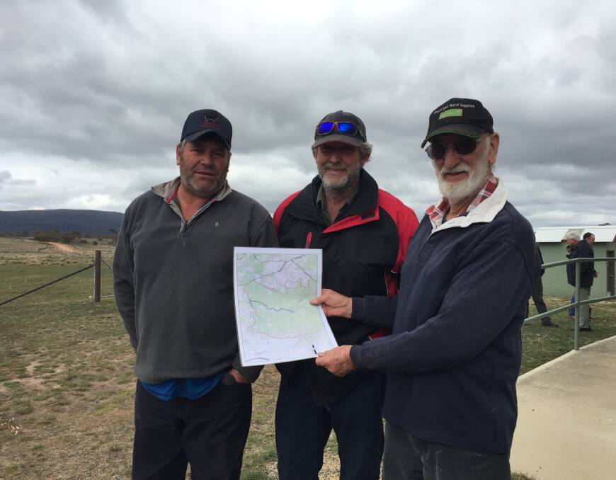 Three of the fence supporters from the Shannon's Flat Wild Dog Committee, Rowan McDonald, Will Goggin and Brian Clifford from the Monaro district.