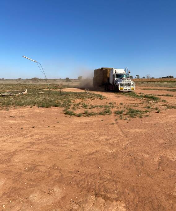 Rural Aid hay delivery arrives at the Jackson's place near Broken Hill. Photos Sara Jackson.