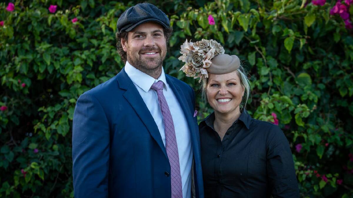 Ben and Tiffany Loeve from "Barwonview" named the best dressed couple at the Walgett Cup. Photo by Samantha Thompson.