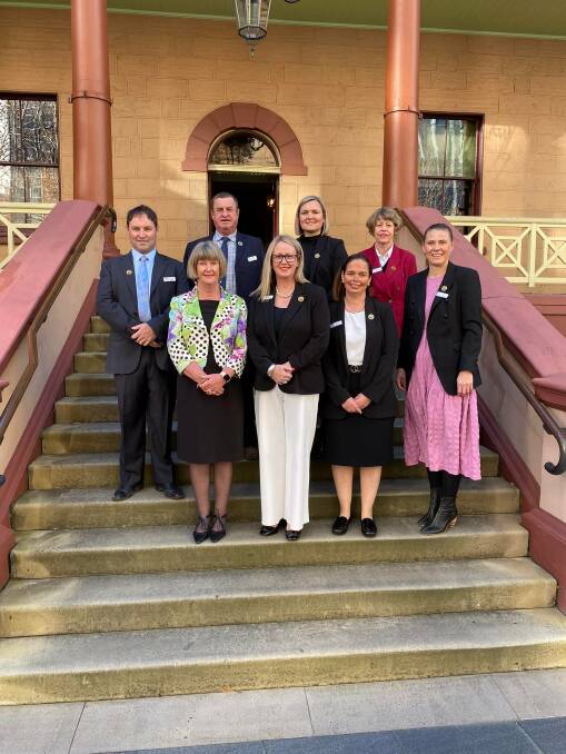 Members of the ICPA NSW who have been lobbying the NSW Government and other NSW MPs to expand the IPTAAS medical travel assistance scheme. From left to right at rear Robin Beckwith, David Butler, Bree Wakefield, Libby McPhee, L-R Front Annabel Strachan, Tanya Mitchell President, Myfi Kellahan, Laura Stalley.