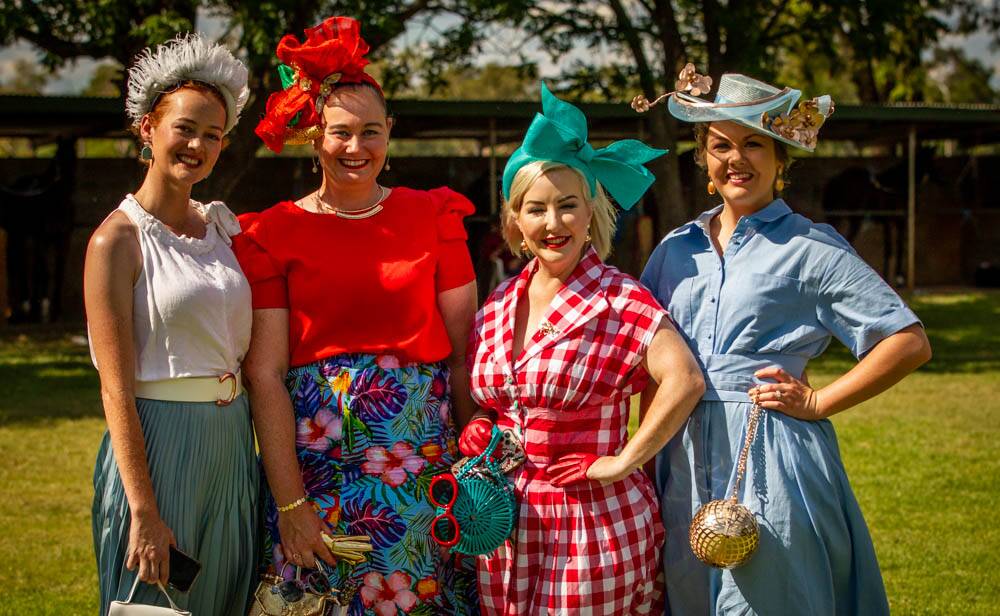 Fashion in the field friends, Sammy Cormie from Coonabarabran with Emma Nixon, Dubbo, Michelle Meyers, Mudgee and Abby Skinner also from Coonabarabran. Photos by Samantha Thompson.
