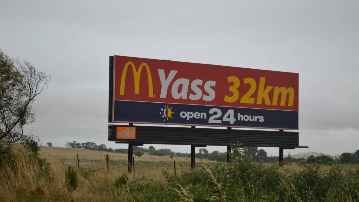 A famous billboard on the road to Yass.