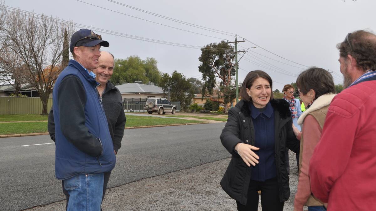 The Premier Gladys Berejiklian today at the drought announcement in Coolamon. Photo by Liv Calver.