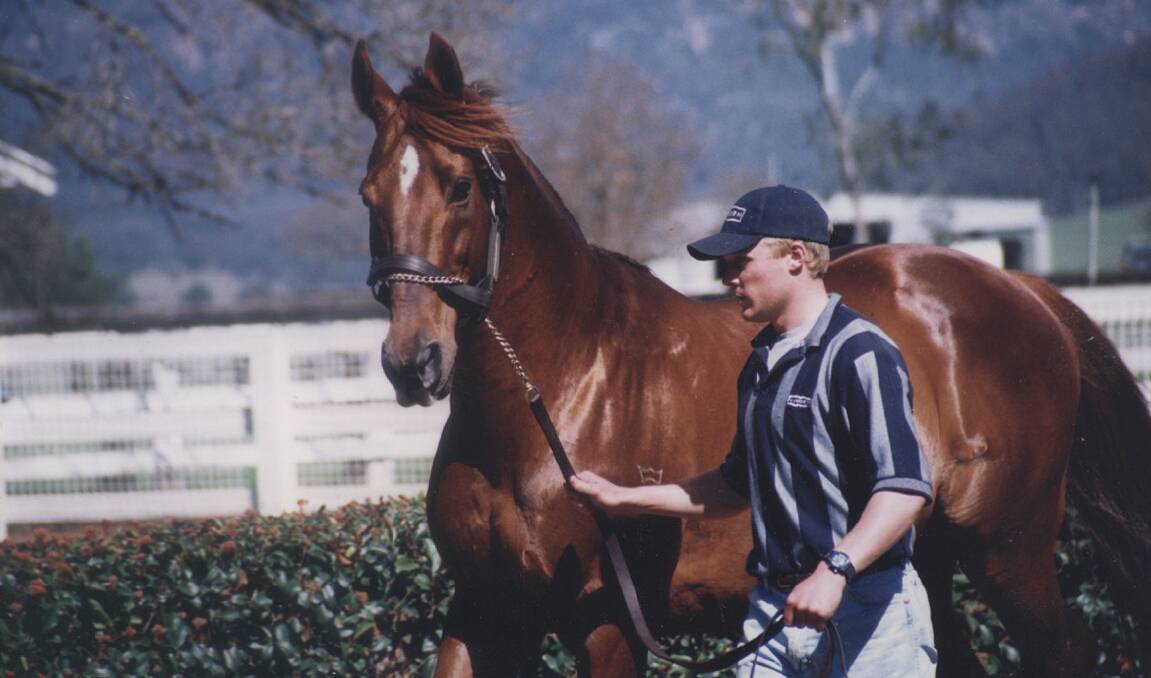  Dual champion Australian sire Marscay (and Ross Lindeman) at Widden Stud, an Australian bred horse that Brian held in great respect. Photo Virginia Harvey. 