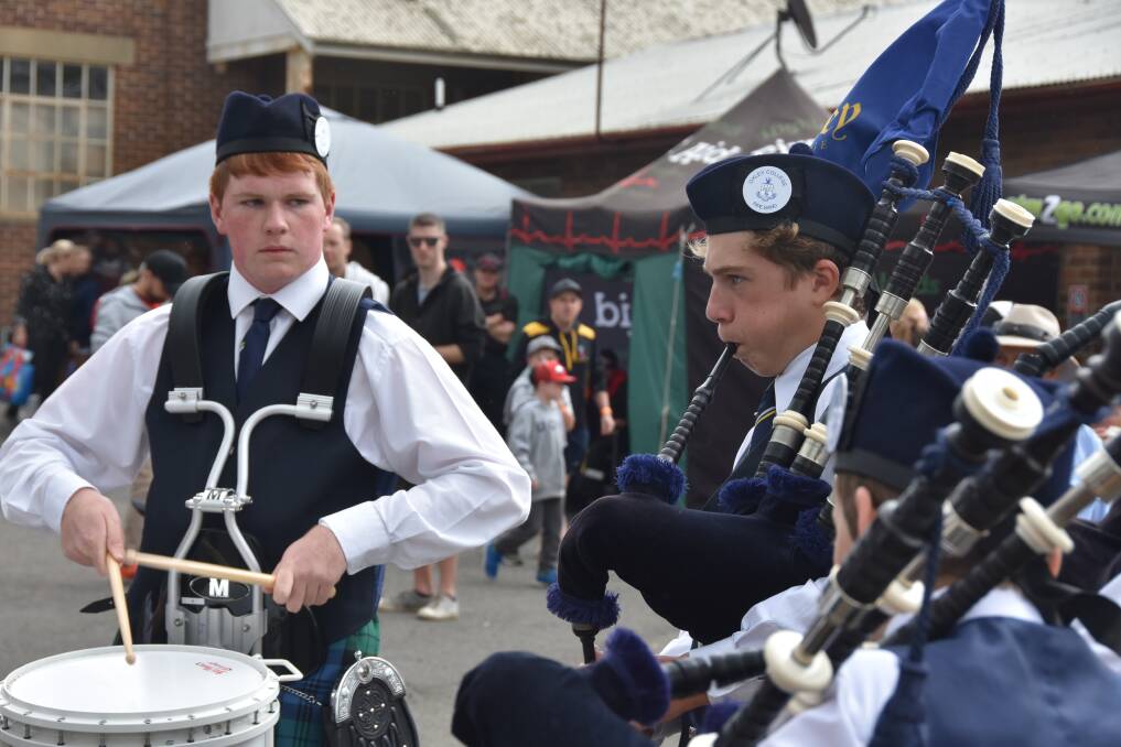 The Highland Pipe Band in action at Moss Vale show.
