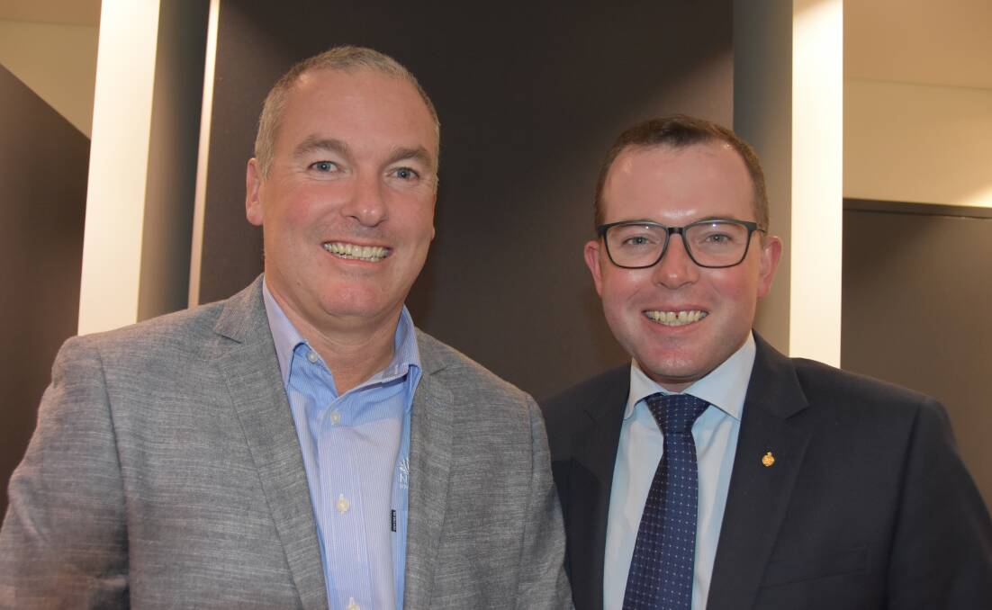 Department of Primary Industries director-general Scott Hansen with the new Minister for Agriculture Adam Marshall.
