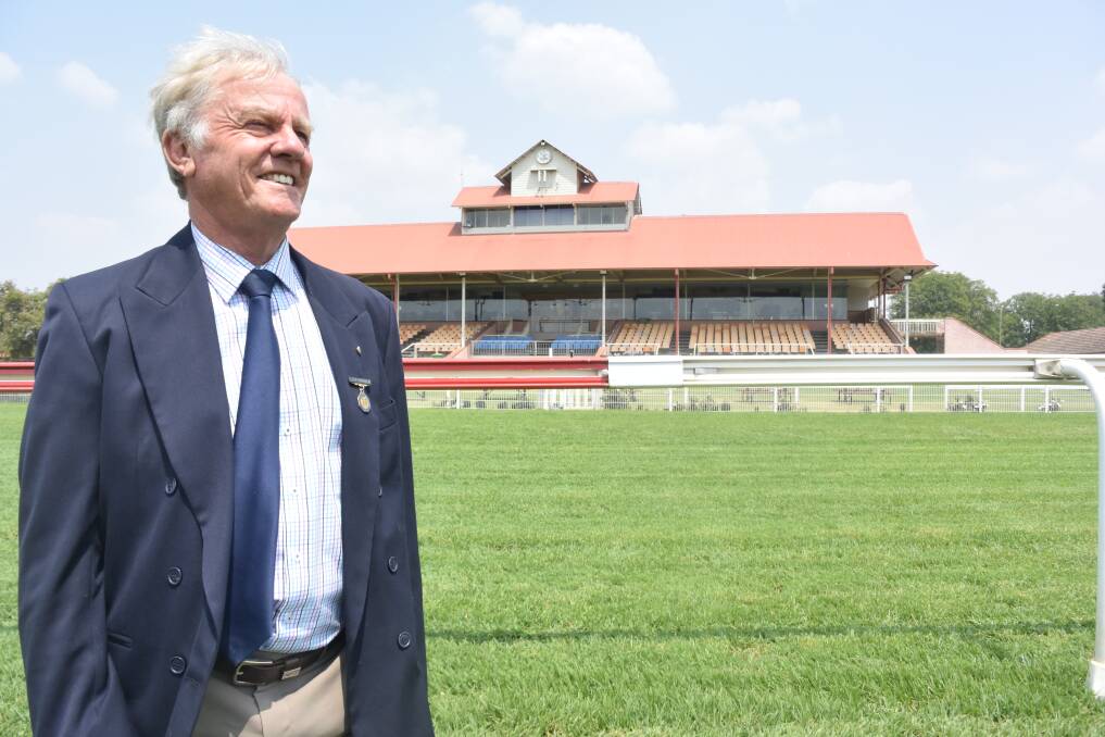 Allan Hull just before his last day of calling races at Wagga Wagga. He's called every Wagga Gold Cup since 1979. Picture by Matt Malone, Wagga Daily Advertiser.