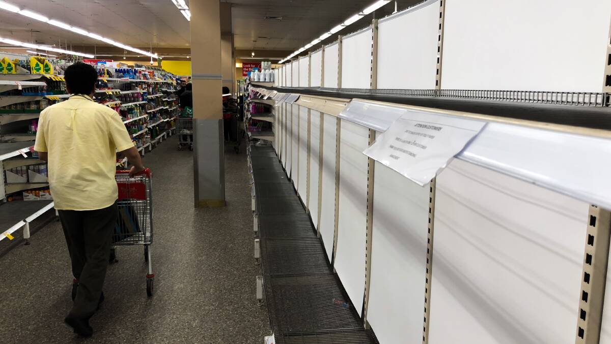 Panic buying has emptied some supermarket shelves in Sydney, mostly for toilet paper.