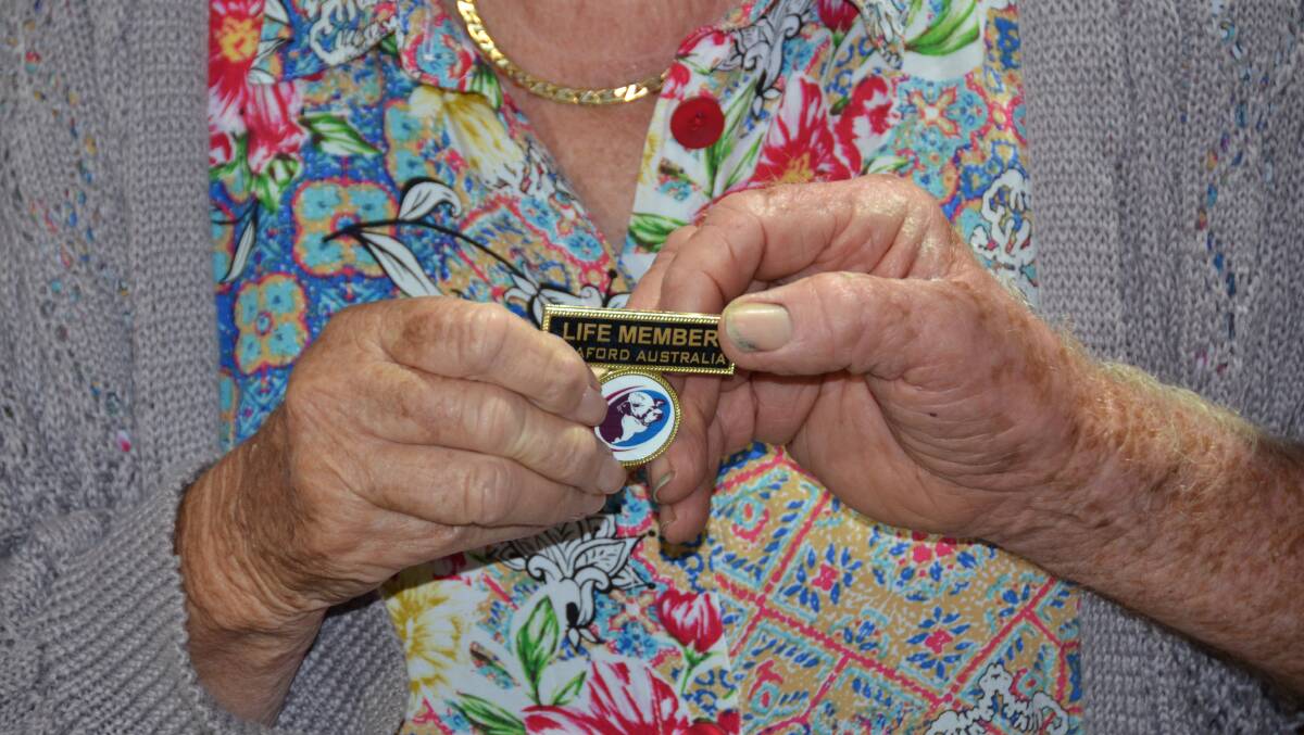 The life membership lapel pin presented to Mrs Lill.