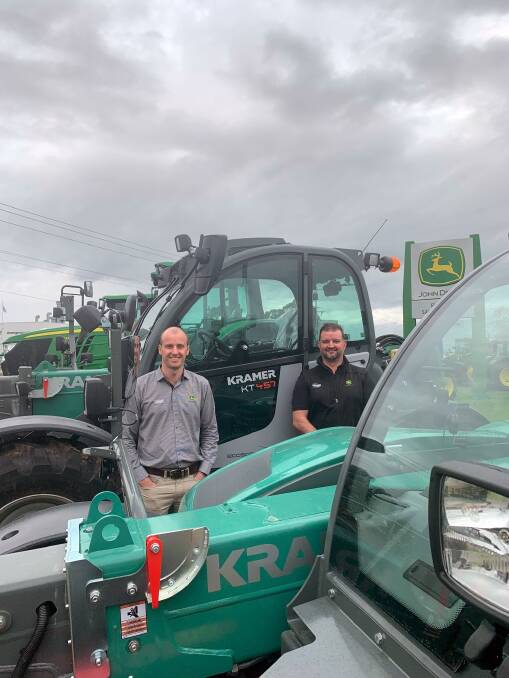 Cervus Equipment Australia and New Zealand managing director Tim Ormrod and Australian group sales manager Troy Thomas with the Kramer KT457.