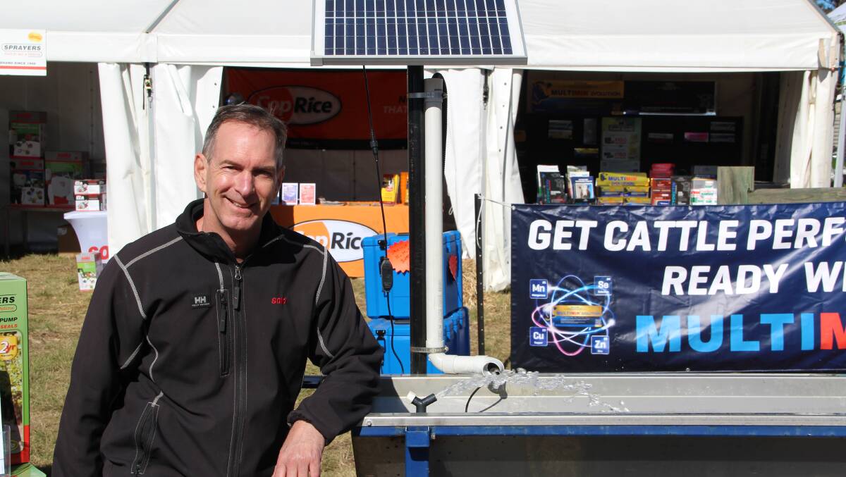 Bioremedy managing director Mike Thompson spoke to producers at FarmFest about the solar pumping systems. 