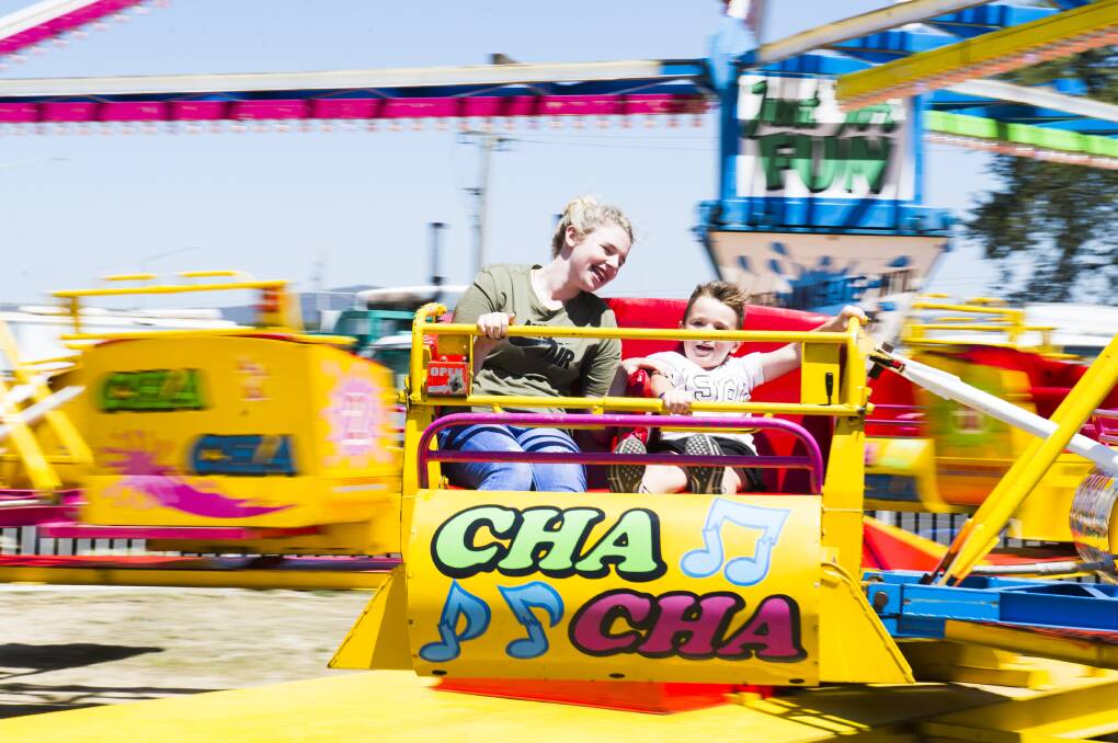 Lauren and Frederick, 6, enjoy the rides at the Canberra Show 2019. Picture: Dion Georgopoulos