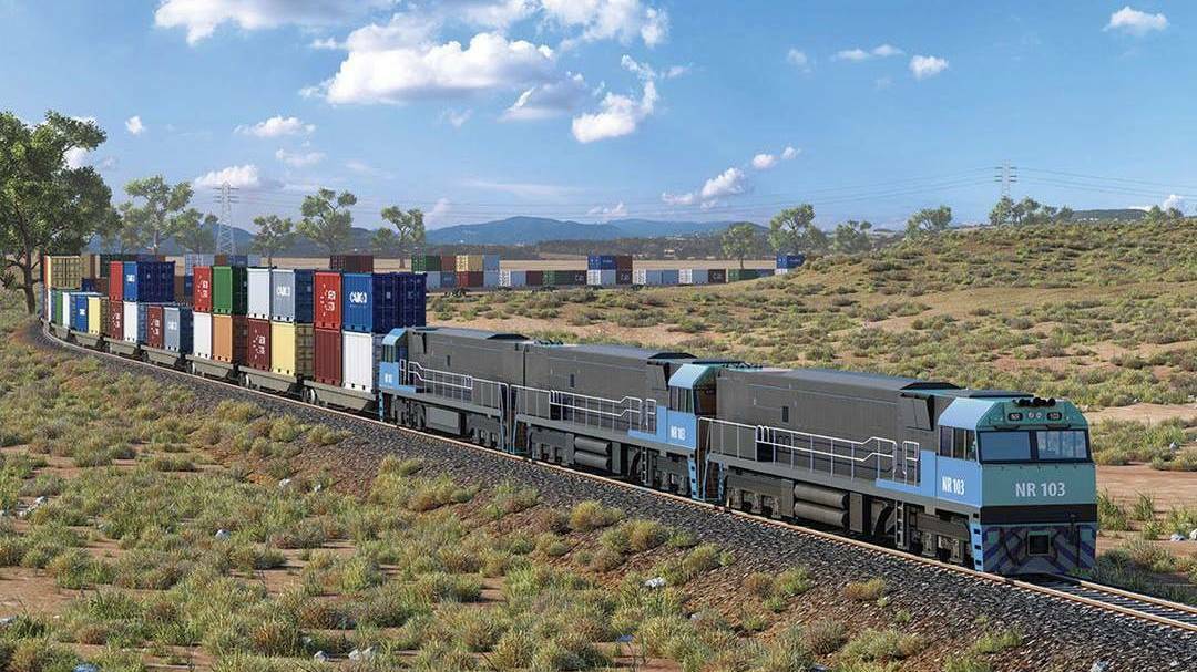  The Inland Rail will carry double-stacked containers. Digitally altered image supplied.