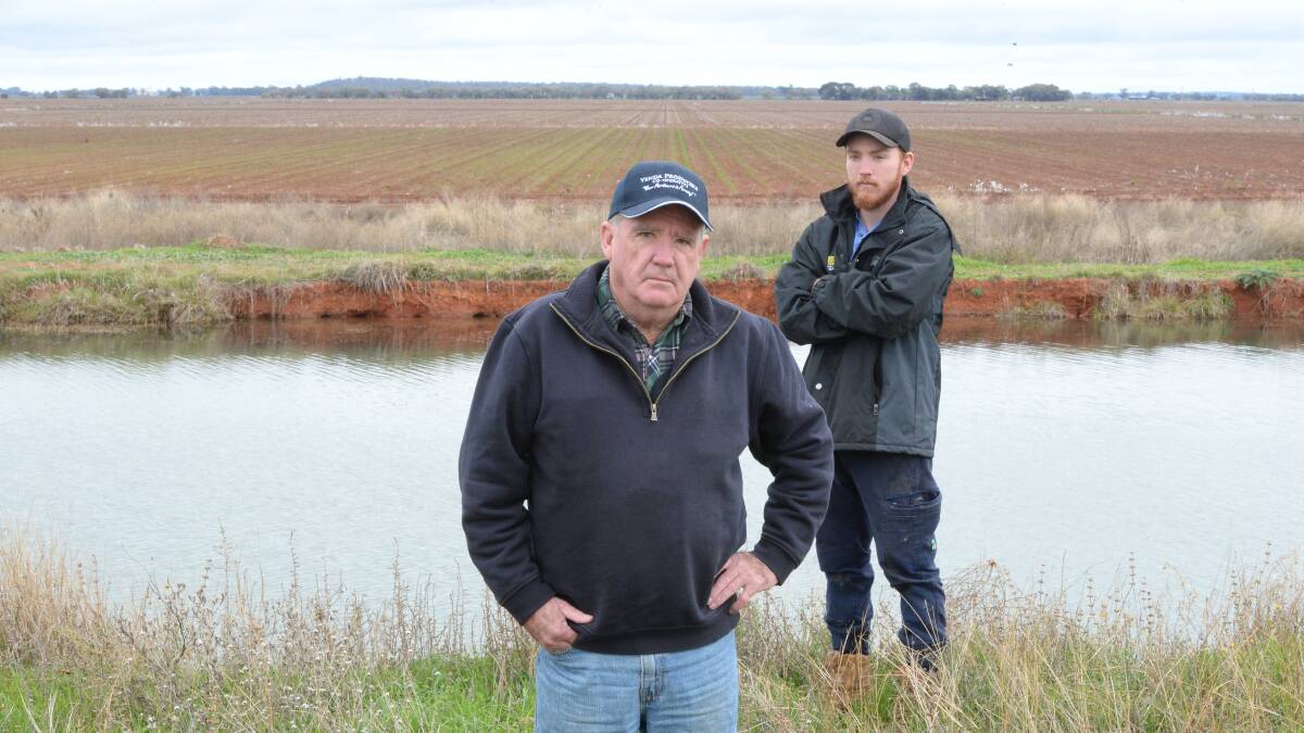 Irrigators, Anthony and Sam Ryan have forgone their winter crop program due to high water prices and low allocations. Photo: Rachael Webb