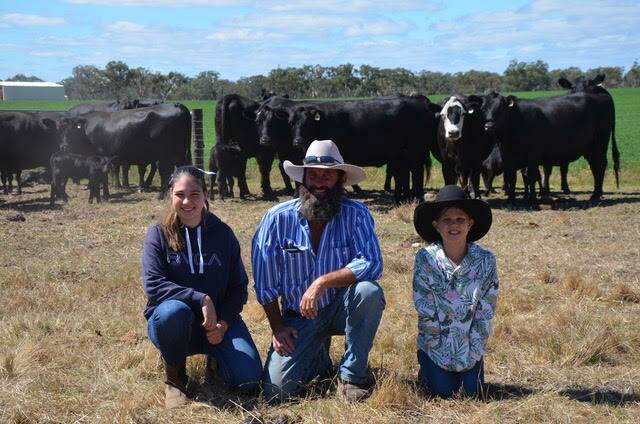 FAMILY INVOLVEMENT: Peter Ker and his children Clancy, left, and Mackenzie check cattle on the Karowara properties around Naracoorte and Langkoop that he manages.
