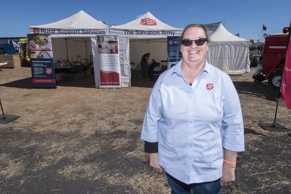 HERE TO HELP: Salvation Army rural chaplain Di Lawson at AgQuip on Wednesday. Photo: Peter Hardin