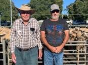 Norm Vallance, Ouyen, and Martin Pfeiffer, Ouyen, at Ouyen's fortnightly sheep sale.