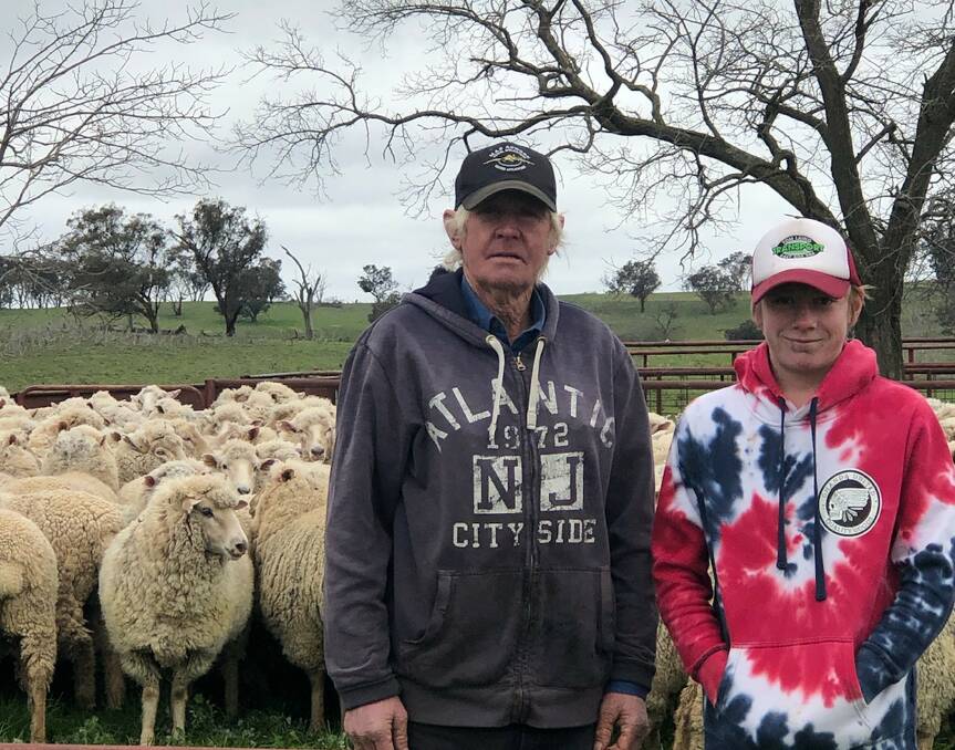 SUCCESS: Robert and Alex Anderson, Box Hills, Narrawa, with some of their Talkook-blood first-cross ewe hoggets.