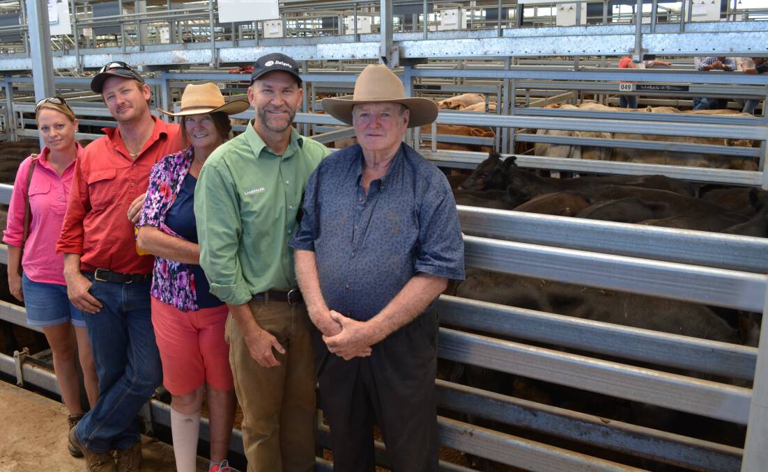 The D'Hudson's, "McEvers Park", Goolhi, hold steers and heifers to sell at the sale. Pictured is Keli, Hubert, Pam and Richard, with Robert Payne, Landmark, Brisbane. 