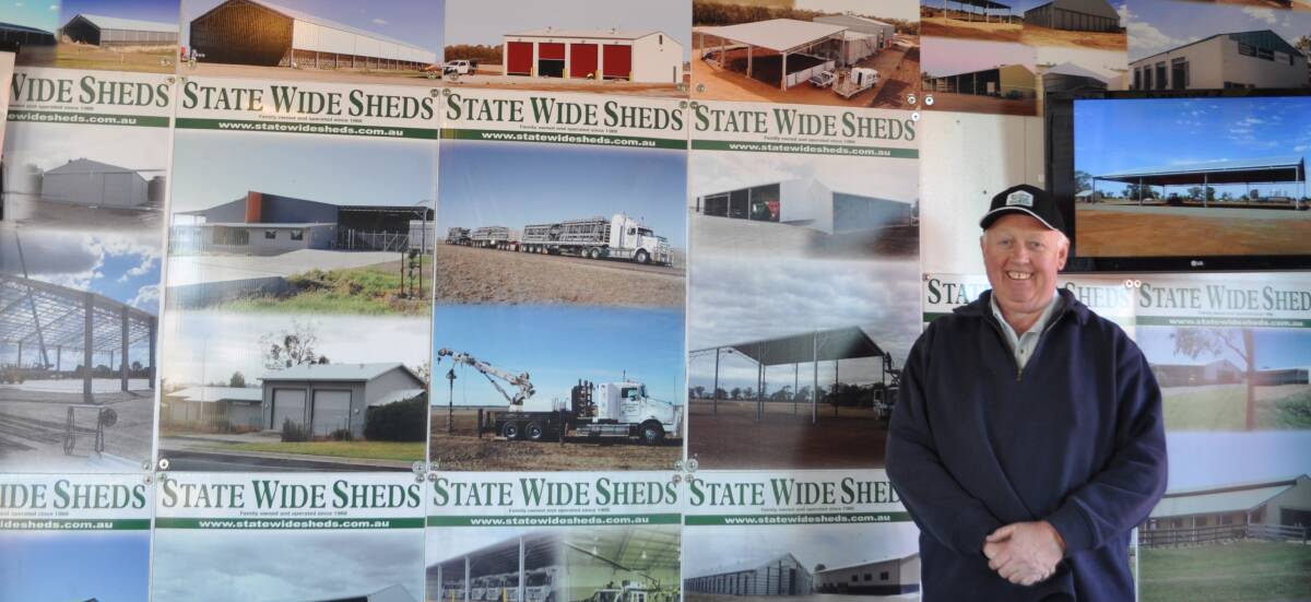 Real steel: State Wide Sheds operations manager Michael Dodd in the shed at AgQuip.