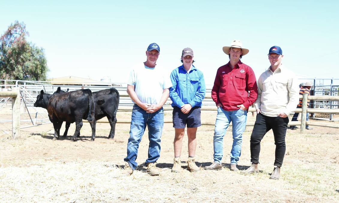 ELITE FEMALE: Graham Nowell and his son's Ryan, Daniel and Luke, with the pick of the ET heifers.