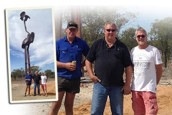 Stan Single, John Murray and Tim Parsons - and inset, with 'Stanley' the emu.