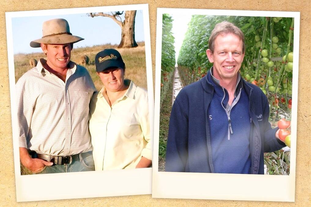 Joint winners of the 2013 NSW Farmer of the Year Matthew and Cherie Coddington, Dubbo and Godfrey Dol, Guyra.