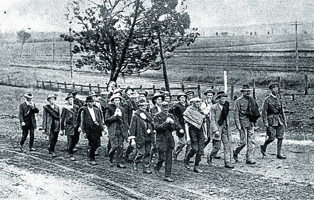 Road to war: A group of Gilgandra men walked 320 miles to Sydney during the Coo-ee march in 1915.