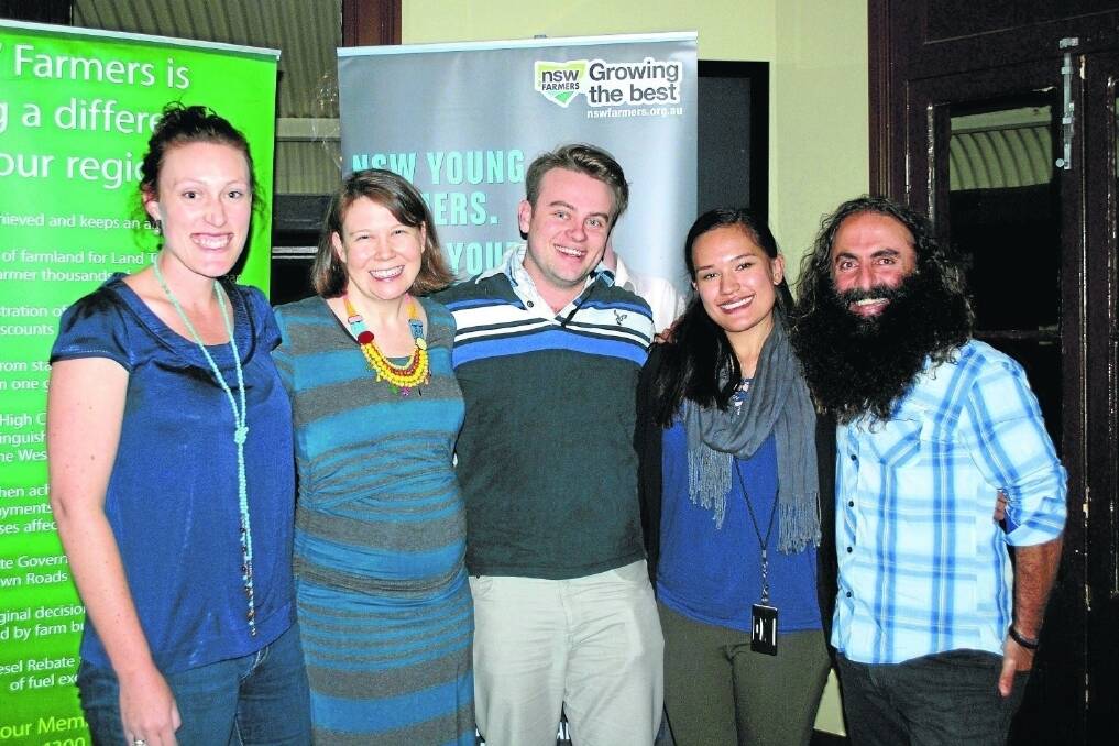 NSW Young Farmers Sydney branch chair Kylie Schuller; Earth Hour national manager and Australian Youth Climate Coalition co-founder and chair Anna Rose; NSW Young Farmers Council chair Josh Gilbert; NSW Young Farmers co-ordinator Camille Coleman and television personality and permaculturalist Cost Georgiadis. 
