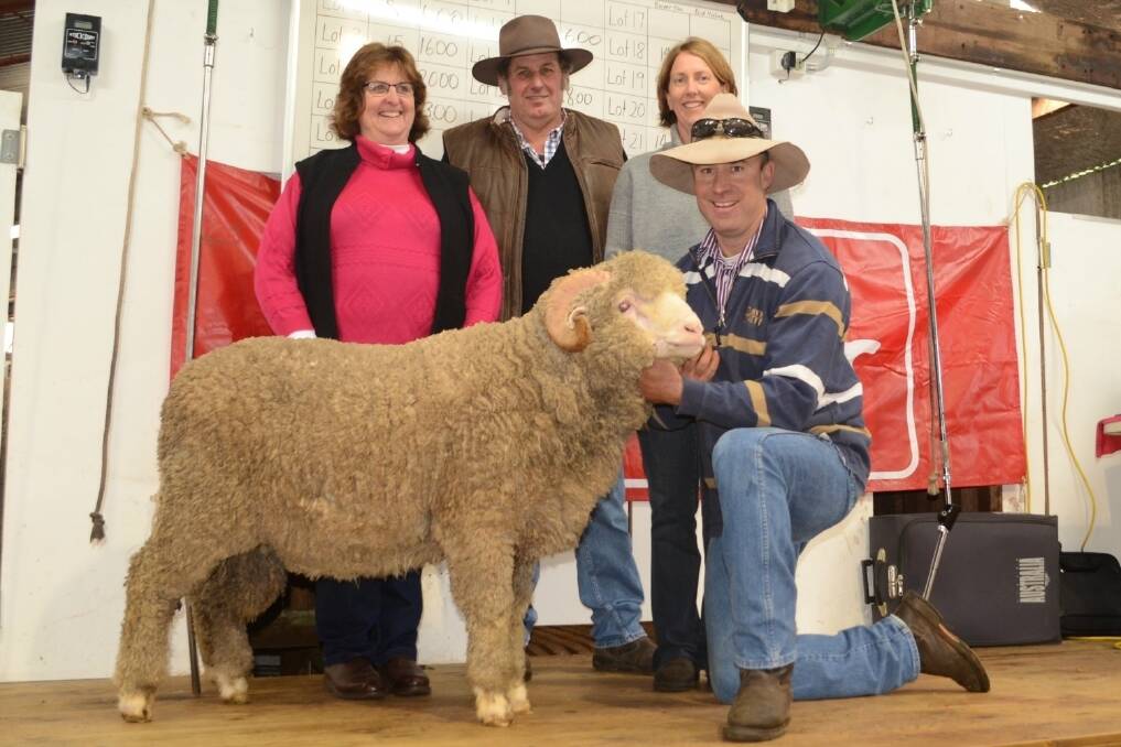 Leanne and Steve Mackay, with Kristina and Simon King, Avonside and the top priced ram